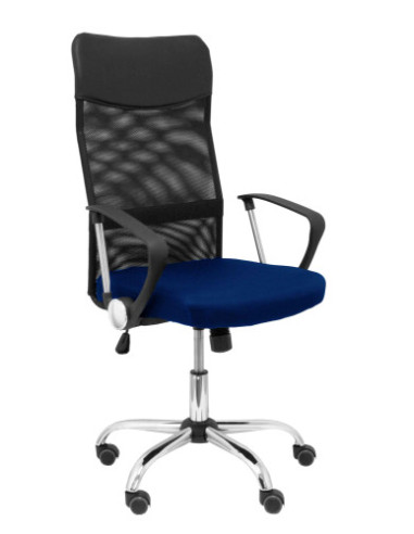SILLA GONTAR RESPALDO MALLA NEGRO ASIENTO AZUL...