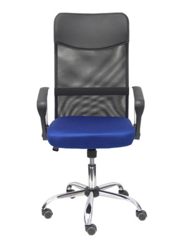 SILLA GONTAR RESPALDO MALLA NEGRO ASIENTO AZUL...