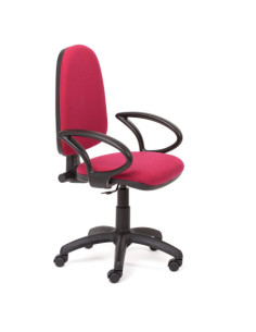 SILLA OPERATIVA TAPIZADA TELA GRANATE CON APOYABRAZOS ROCADA RD930/2+956