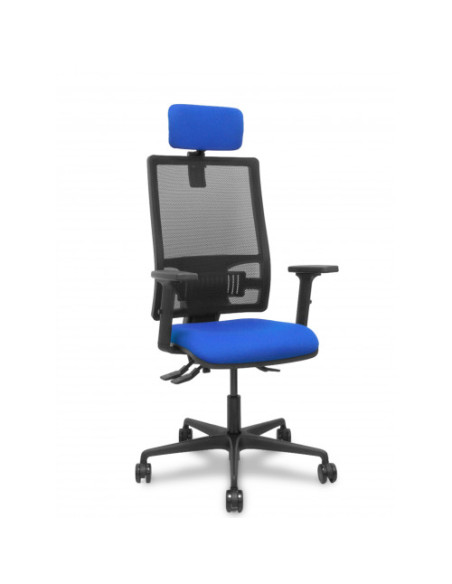 SILLA BORMATE ASINCRO MALLA NEGRA ASIENTO BALI AZUL BRAZOS 2D RUEDAS 65MM CABECERO REGULABLE PIQUERAS Y CRESPO 405ASM840B229B2B6