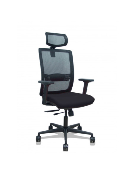 SILLA HACHES TRASLACK MALLA NEGRA ASIENTO BALI NEGRO BRAZOS 2D RUEDAS 65MM CABECERO REGULABLE PIQUERAS Y CRESPO 395TKM840B840B2D