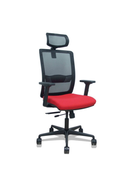 SILLA HACHES TRASLACK MALLA NEGRA ASIENTO BALI ROJO BRAZOS 2D RUEDAS 65MM CABECERO REGULABLE PIQUERAS Y CRESPO 395TKM840B350B2DB