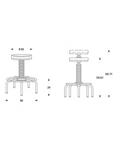 TABURETE CON BASE DE 5 PIES ASIENTO TAPIZADO EN ARAN Y SIMIL PIEL ROCADA 900