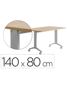 MESA CON TABLERO ABATIBLE 140X80CM COLOR GRIS ALUMINIO/ROBLE ROCADA 2001FD08