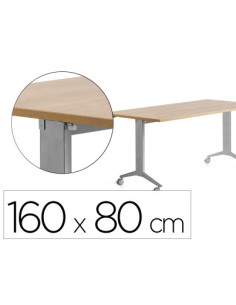 MESA CON TABLERO ABATIBLE 160X80CM COLOR GRIS ALUMINIO/ROBLE ROCADA 2002FD08