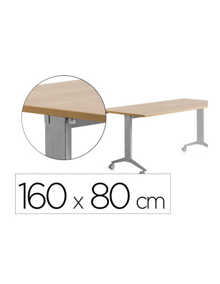 MESA CON TABLERO ABATIBLE 160X80CM COLOR GRIS ALUMINIO/ROBLE ROCADA 2002FD08