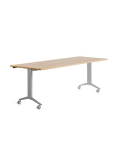 MESA CON TABLERO ABATIBLE 180X80CM COLOR GRIS ALUMINIO/ROBLE ROCADA 2003FD08