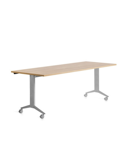 MESA CON TABLERO ABATIBLE 180X80CM COLOR GRIS ALUMINIO/ROBLE ROCADA 2003FD08