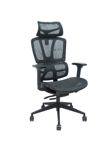 SILLA PRO537 TRASLACK MALLA NEGRA BRAZOS 3D RUEDAS NAILON 60 MM FOROL BY PIQUERAS Y CRESPO 537TKM840B3DRN60