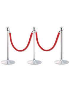 PACK 2 POSTES SEPARADOR CROMADO CON CORDON ROJO 2 METROS 322800