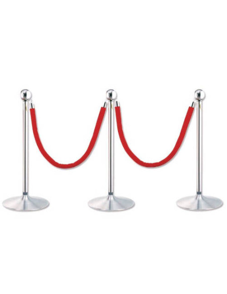 PACK 2 POSTES SEPARADOR CROMADO CON CORDON ROJO 2 METROS 322800