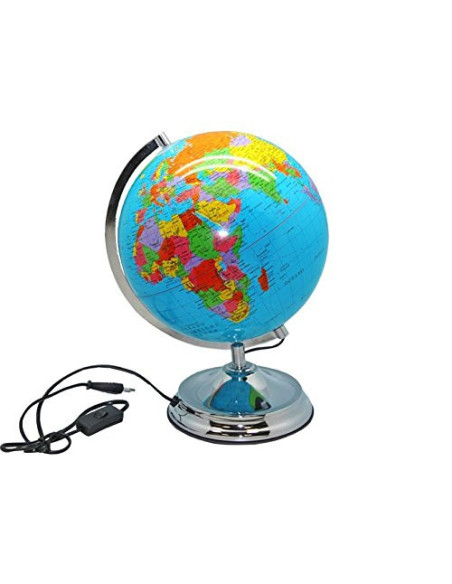 ESFERA TERRESTRE 25 CM AZUL CON LUZ INTERIOR 320073