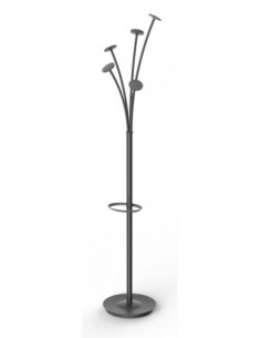 PERCHERO DE PIE CON 5 GANCHOS GRANDES Y SOPORTE PARA PARAGUAS 355X1870 MM NEGRO ALBA ALPMFEST NE