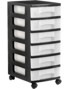 TORRE DE ALMACENAJE 6 CAJONES DE 6 LITROS NEGRO/TRANSLÚCIDO 390X290X685 MM ARCHIVO 2000 1106R CS TL