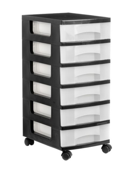 TORRE DE ALMACENAJE 6 CAJONES DE 6 LITROS NEGRO/TRANSLÚCIDO 390X290X685 MM ARCHIVO 2000 1106R CS TL