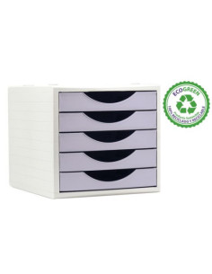 MÓDULO ECOGREEN 100% RECICLADO Y RECICLABLE 5 CAJONES MALVA PASTEL 340X270X260 MM ARCHIVO 2000 4005 ML PS