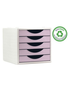 MÓDULO ECOGREEN 100% RECICLADO Y RECICLABLE 5 CAJONES ROSA PASTEL 340X270X260 MM ARCHIVO 2000 4005 RS PS