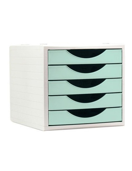 MÓDULO ECOGREEN 100% RECICLADO Y RECICLABLE 5 CAJONES VERDE PASTEL 340X270X260 MM ARCHIVO 2000 4005 VE PS
