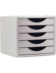 MÓDULO ECOGREEN 5 CAJONES BLANCO 100% RECICLADO Y RECICLABLE DIN A4 FOLIO Y SUBCARPETA MEDIDAS: 340X270X260 MM CARCASA GRIS Y CA