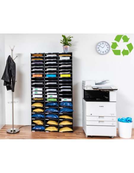 MÓDULO SOSTENIBLE DE CLASIFICACIÓN 4 COMPARTIMENTOS 360X600X165 MM. COLOR NEGRO ARCHIVO 2000 6522 NE