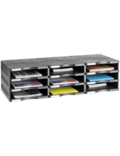 MÓDULO SOSTENIBLE DE CLASIFICACIÓN 9 COMPARTIMENTOS 360X900X240 MM COLOR NEGRO ARCHIVO 2000 6533 NE