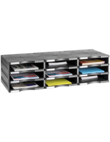 MÓDULO SOSTENIBLE DE CLASIFICACIÓN 9 COMPARTIMENTOS 360X900X240 MM COLOR NEGRO ARCHIVO 2000 6533 NE