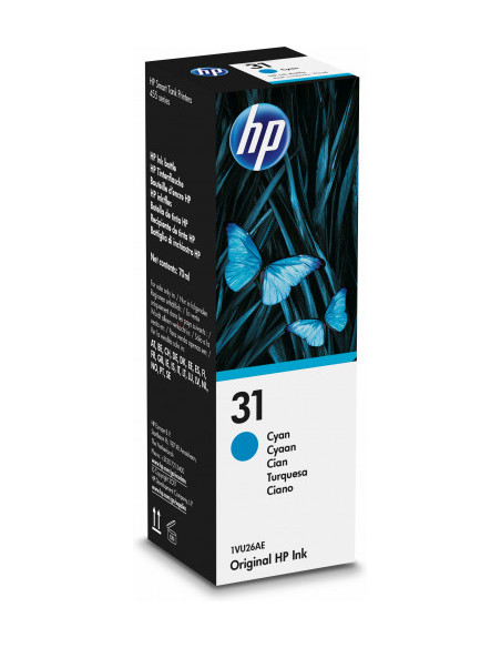 HP BOTELLA TINTA Nº 31 CIAN 70ML SMART TANK SERIE 450 (1VU26AE) HP BOTELLA TINTA Nº 31 CIAN 70ML SMART TANK SERIE 450 (1VU26AE)