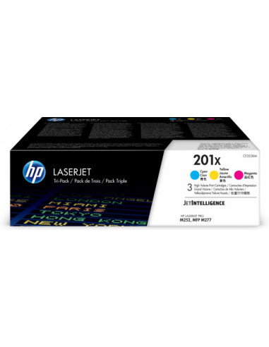 HP TONER 201X PACK TRICOLOR ALTA CAPACIDAD (CF401X/CF402X/CF403X) LASERJET PRO M252/M227 (CF253XM)