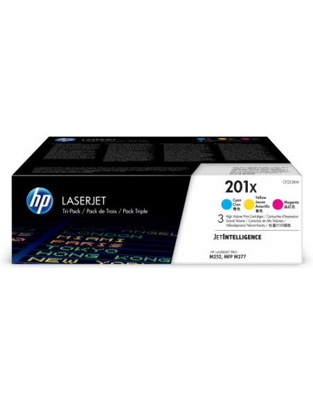 HP TONER 201X PACK TRICOLOR ALTA CAPACIDAD (CF401X/CF402X/CF403X) LASERJET PRO M252/M227 (CF253XM)