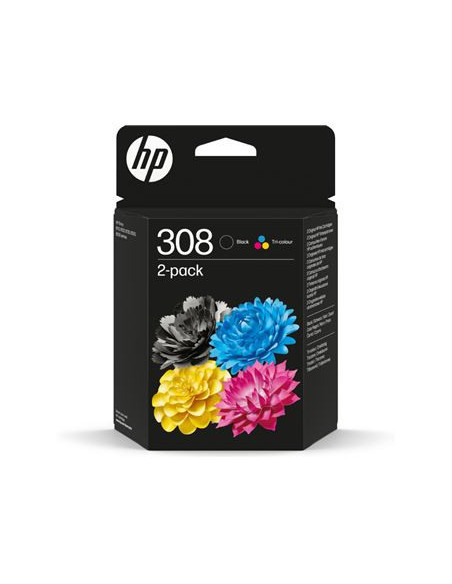 HP 2 CARTUCHOS 308 NEGRA/TRICOLOR HP 2 CARTUCHOS 308 NEGRA/TRICOLOR