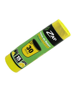 ROLLO 15 UNIDADES BOLSA BASURA AMARILLO OLOR LIMON 30 LITROS ZAP 320185