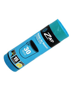 ROLLO 15 UNIDADES BOLSA BASURA AZUL OLOR LIMON 30 LITROS ZAP 320186