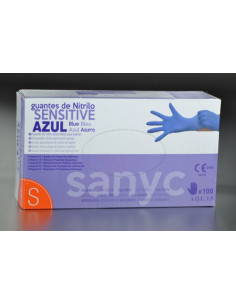 PAQUETE DE 100 GUANTES NITRILO SENSITIVE S/P  T-P P-100 EXAMEN SANICEN GU103