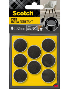 BLISTER 8 FIELTROS ADHESIVOS ULTRA RESISTENTES 25MM DIAMETRO NEGRO SP87A35 SCOTCH 7100309753