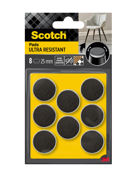 BLISTER 8 FIELTROS ADHESIVOS ULTRA RESISTENTES 25MM DIAMETRO NEGRO SP87A35 SCOTCH 7100309753