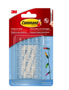 BLISTER 20 GANCHOS ADHESIVOS DECORATIVOS TRANSPARENTES COMMAND 17026CLR 3M 7100309363
