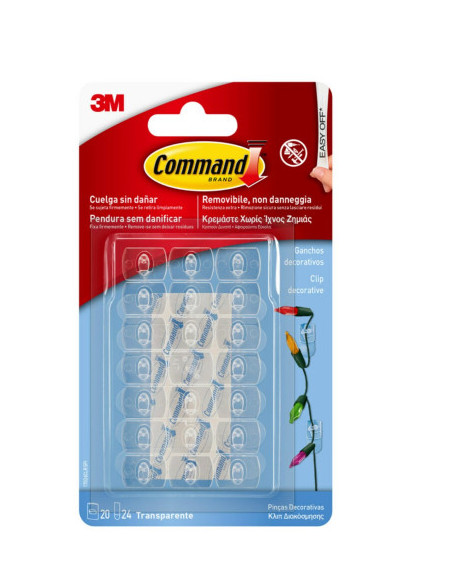 BLISTER 20 GANCHOS ADHESIVOS DECORATIVOS TRANSPARENTES COMMAND 17026CLR 3M 7100309363 BLISTER 20 GANCHOS ADHESIVOS DECORATIVOS TRANSPARENTES COMMAND 17026CLR 3M 7100309363