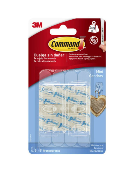 BLISTER 6 MINIGANCHOS ADHESIVOS TRANSPARENTES HASTA 225G COMMAND 17006CLR 3M 710027363 BLISTER 6 MINIGANCHOS ADHESIVOS TRANSPARENTES HASTA 225G COMMAND 17006CLR 3M 710027363