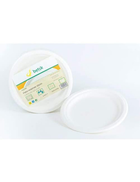 PAQUETE 50 PLATOS REDONDOS CAÑA DE AZUCAR 22CM BETIK CU301