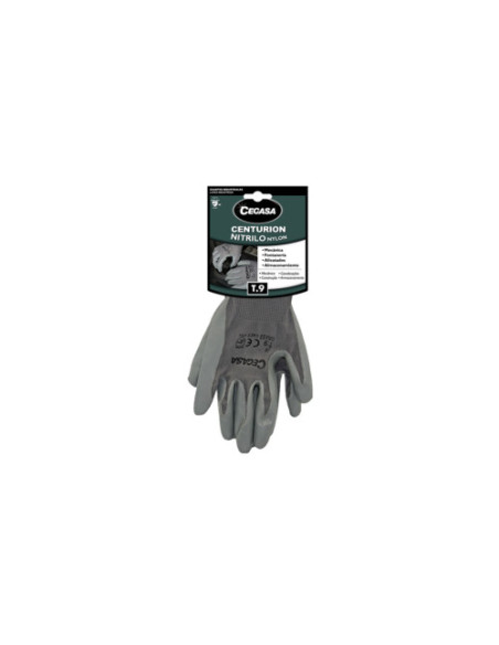 GUANTES DE TRABAJO CENTURION NITRILO/NYLON GRIS T9-GRANDE L CEGASA 327100 GUANTES DE TRABAJO CENTURION NITRILO/NYLON GRIS T9-GRANDE L CEGASA 327100