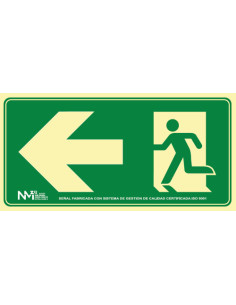 CARTEL SEÑAL HOMOLOGADA SEGURIDAD SALIDA EMERGENCIA IZQUIERDA 320x160MM PVC VERDE ARCHIVO2000 6170-17H VE