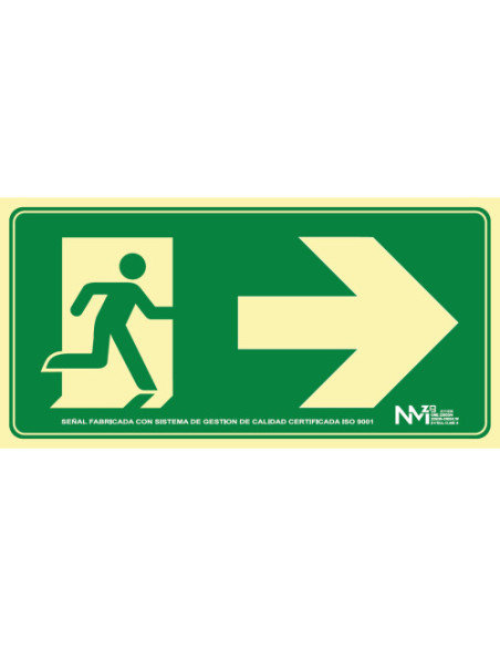 CARTEL SEÑAL HOMOLOGADA SEGURIDAD SALIDA EMERGENCIA DERECHA 320x160MM PVC VERDE ARCHIVO2000 6170-16H VE