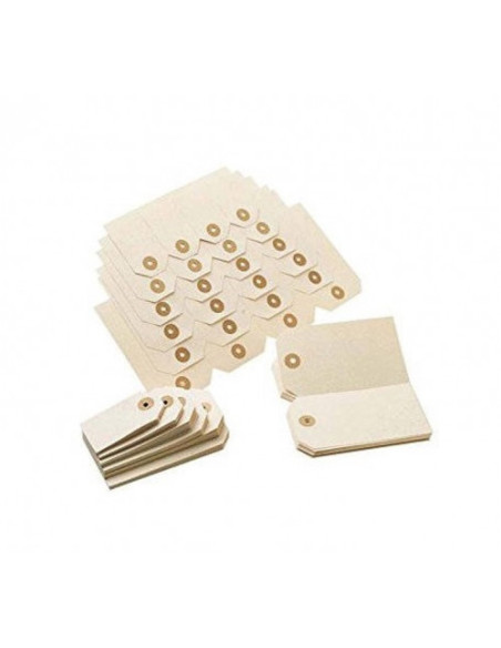 CAJA 1000 ETIQUETAS SUELTAS CON ARANDELA 70X120 MM. SIN CUERDA PARDO 132122