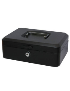 CAJA CAUDALES CON BANDEJA Y CIERRE TAMAÑO GRANDE 25X9X17 CM. NEGRA BISMARK 318738