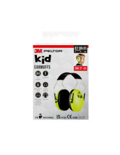 CASCOS OREJERAS ACOLCHADAS CON DIADEMA PROTECCION AUDITIVA INFANTIL PELTOR H510AKG-1 VERDE NEÓN SNR-27DB 3M 7100334987