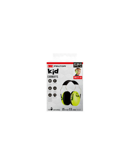 CASCOS OREJERAS ACOLCHADAS CON DIADEMA PROTECCION AUDITIVA INFANTIL PELTOR H510AKG-1 VERDE NEÓN SNR-27DB 3M 7100334987 CASCOS OREJERAS ACOLCHADAS CON DIADEMA PROTECCION AUDITIVA INFANTIL PELTOR H510AKG-1 VERDE NEÓN SNR-27DB 3M 7100334987