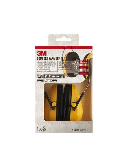 CASCOS OREJERAS ACOLCHADAS  CON DIADEMA PROTECCION AUDITIVA PELTOR OPTIME H510A-1 SNR-27DB AMARILLO 3M 7100334982
