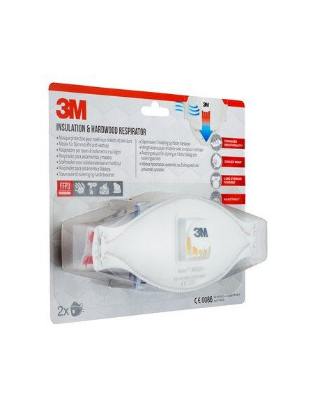 CAJA 2 MASCARILLAS RESPIRADORAS AURA 9332-2 FFP3 CON VÁLVULA 3M 7100329376