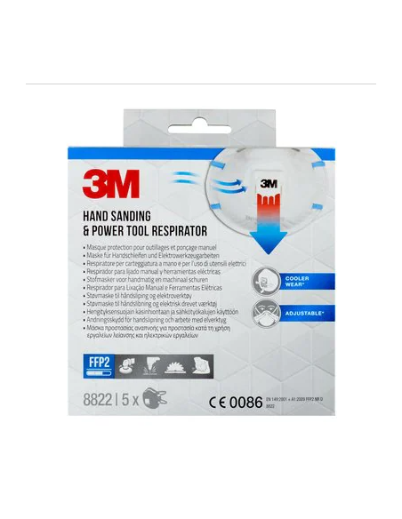 CAJA 5 MASCARILLAS RESPIRADORAS 8822-5 FFP2 CON VÁLVULA 3M 7100328975