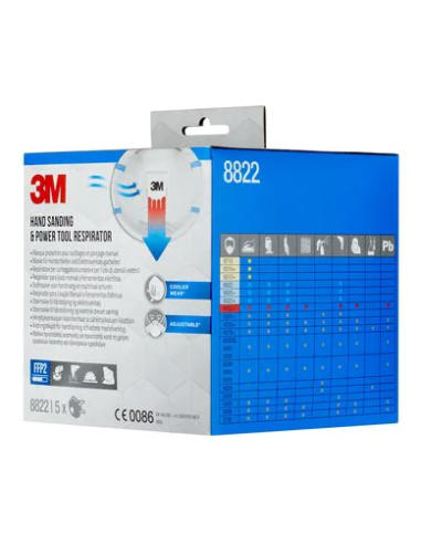 CAJA 5 MASCARILLAS RESPIRADORAS 8822-5 FFP2 CON...